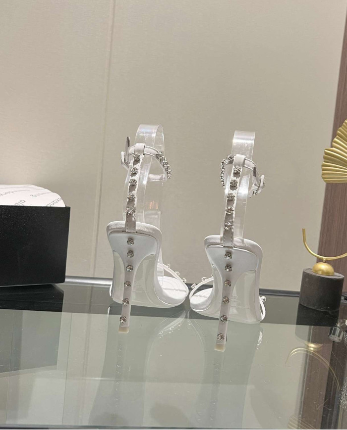 Alexander Wang Transparent Rhinestone Stiletto Ankle Strap Sandals