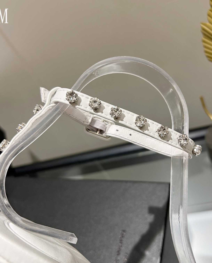 Alexander Wang Transparent Rhinestone Stiletto Ankle Strap Sandals