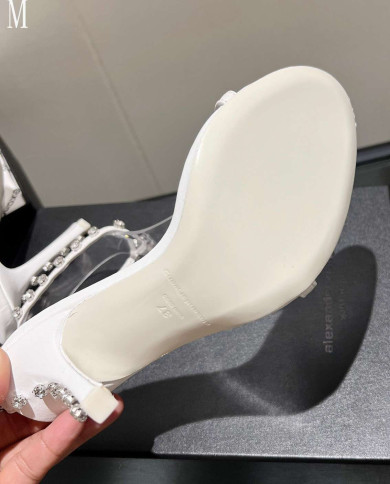 Alexander Wang Transparent Rhinestone Stiletto Ankle Strap Sandals