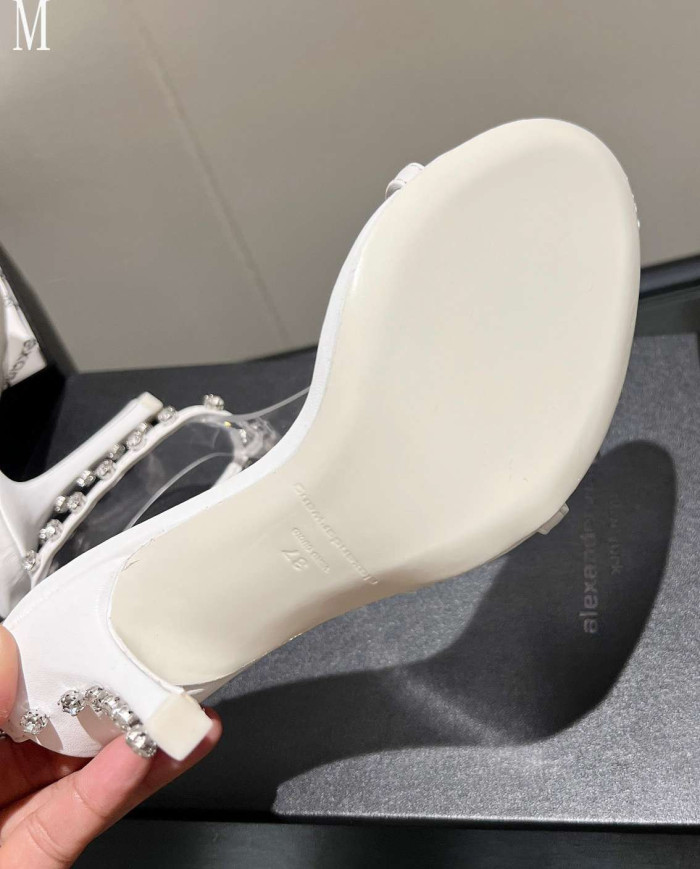 Alexander Wang Transparent Rhinestone Stiletto Ankle Strap Sandals