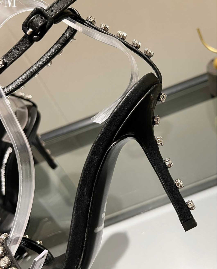 Alexander Wang Transparent Rhinestone Stiletto Ankle Strap Sandals