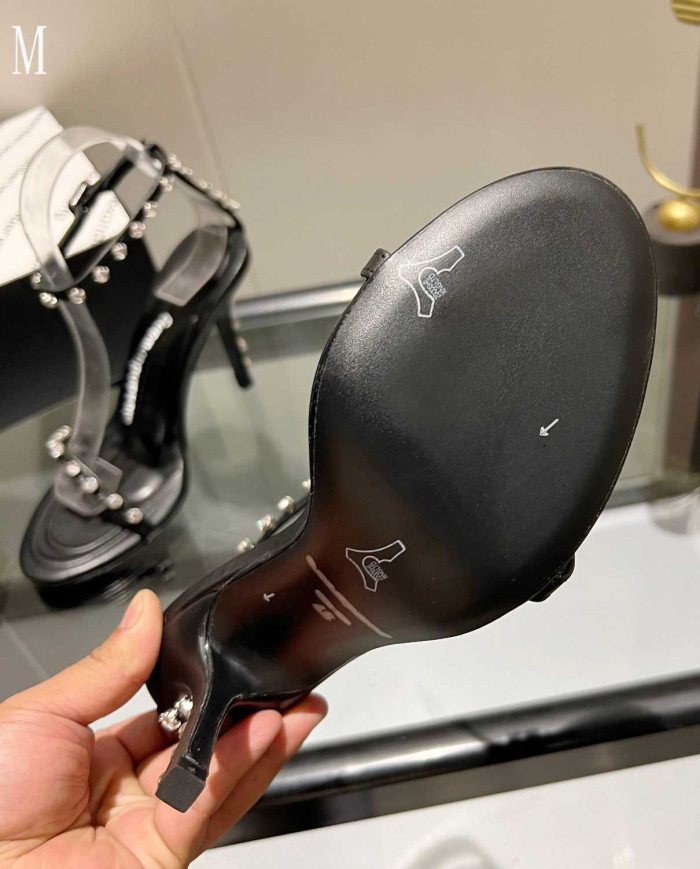 Alexander Wang Transparent Rhinestone Stiletto Ankle Strap Sandals