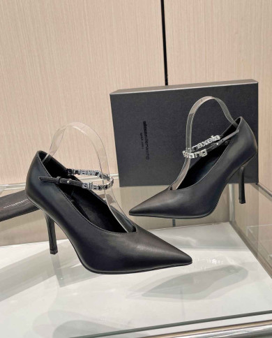 Alexander Wang Pointed Toe Rhinestone Ankle Strap Stiletto Heels