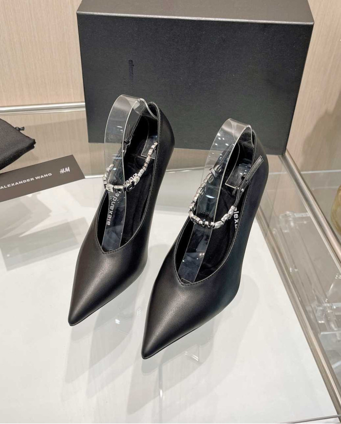 Alexander Wang Pointed Toe Rhinestone Ankle Strap Stiletto Heels