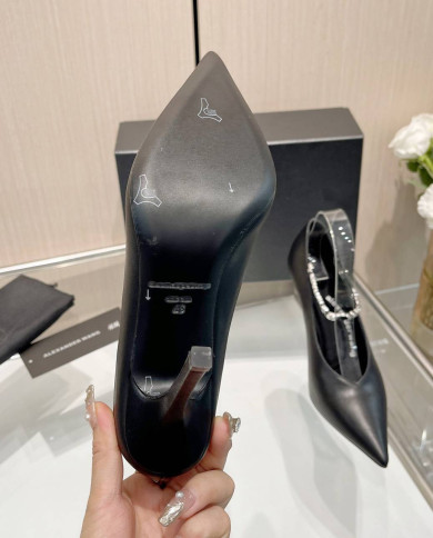Alexander Wang Pointed Toe Rhinestone Ankle Strap Stiletto Heels