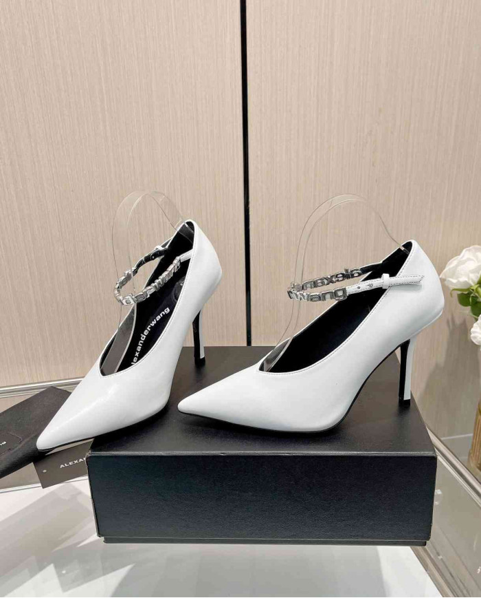 Alexander Wang Pointed Toe Rhinestone Ankle Strap Stiletto Heels