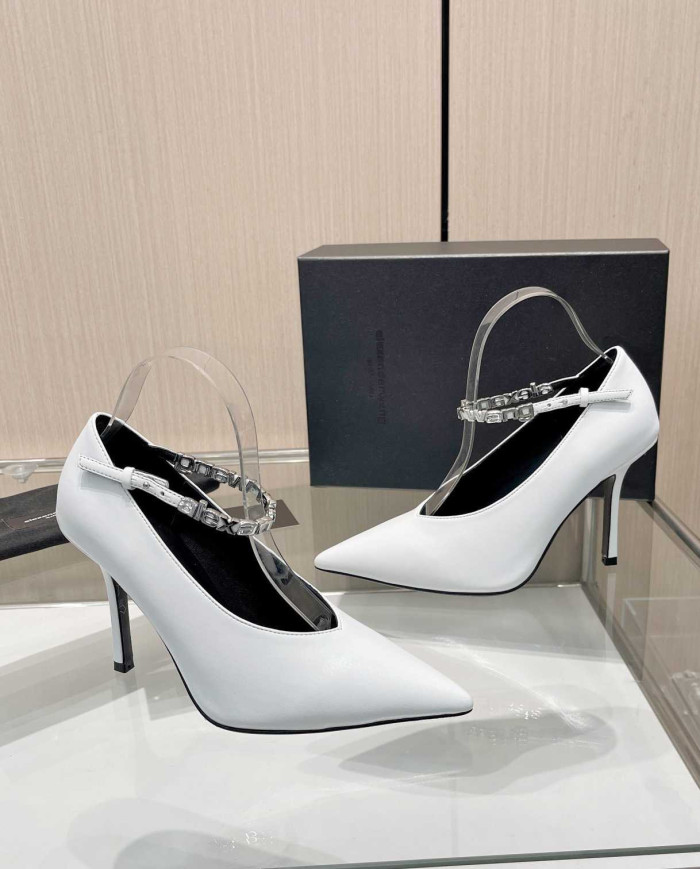 Alexander Wang Pointed Toe Rhinestone Ankle Strap Stiletto Heels
