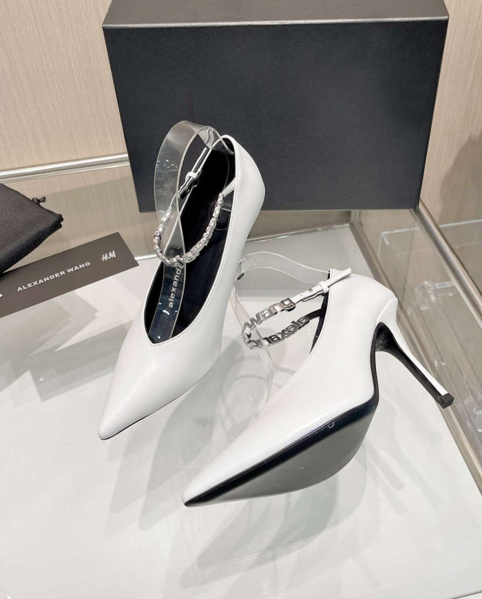 Alexander Wang Pointed Toe Rhinestone Ankle Strap Stiletto Heels