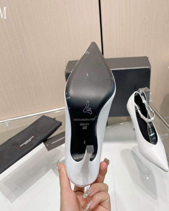 Alexander Wang Pointed Toe Rhinestone Ankle Strap Stiletto Heels