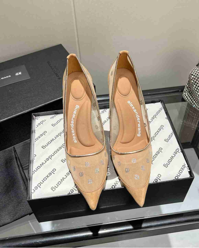 Alexander Wang Rhinestone Mesh Pointed Toe High Heels