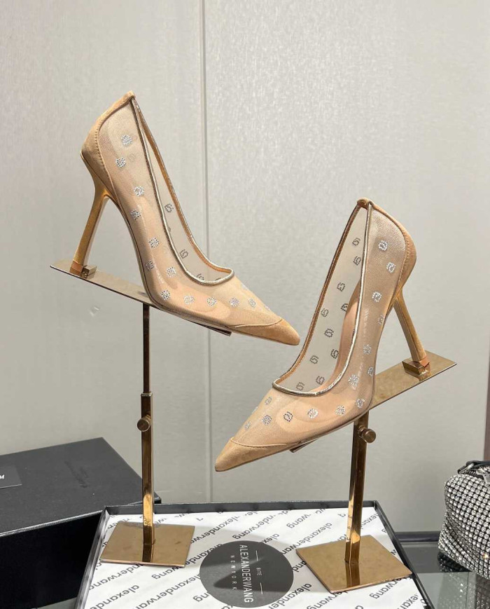Alexander Wang Rhinestone Mesh Pointed Toe High Heels