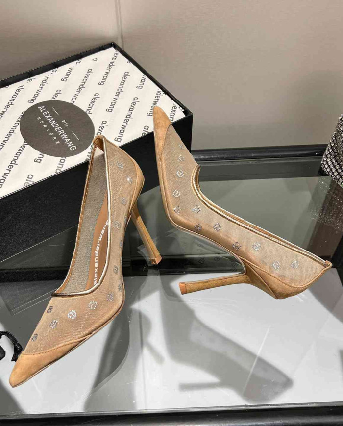 Alexander Wang Rhinestone Mesh Pointed Toe High Heels