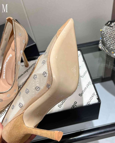 Alexander Wang Rhinestone Mesh Pointed Toe High Heels