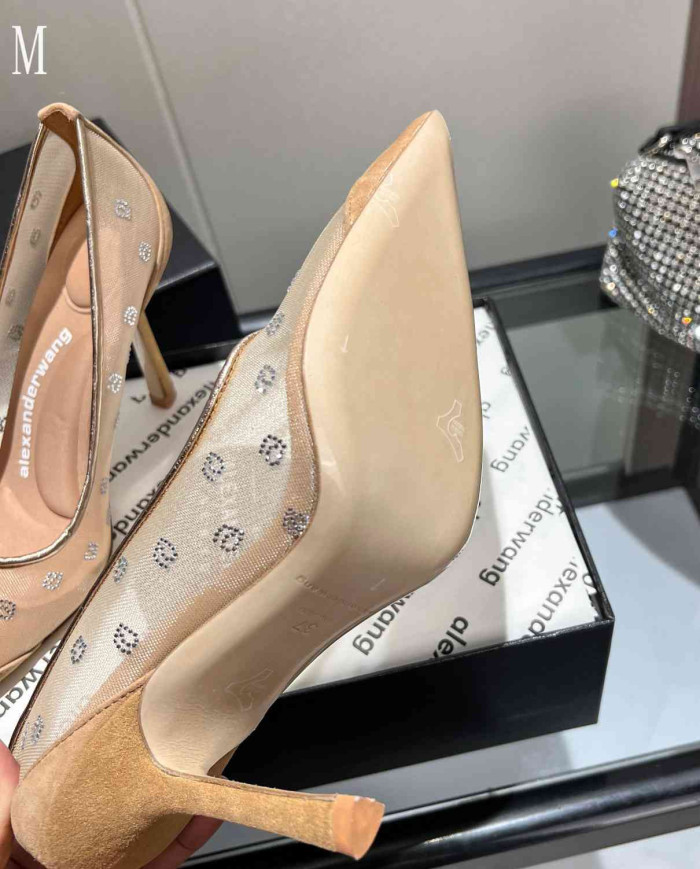 Alexander Wang Rhinestone Mesh Pointed Toe High Heels