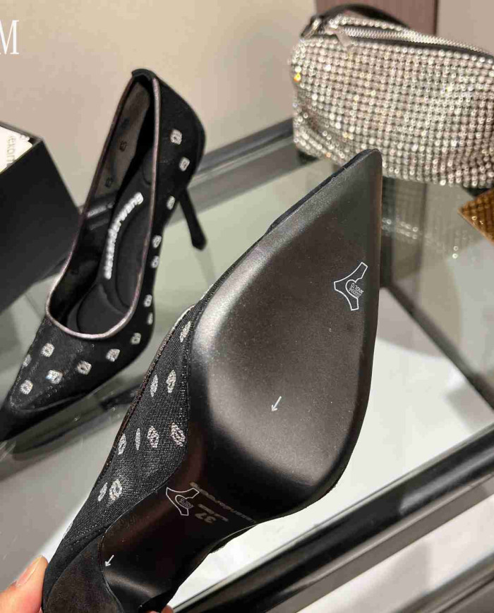 Alexander Wang Rhinestone Mesh Pointed Toe High Heels