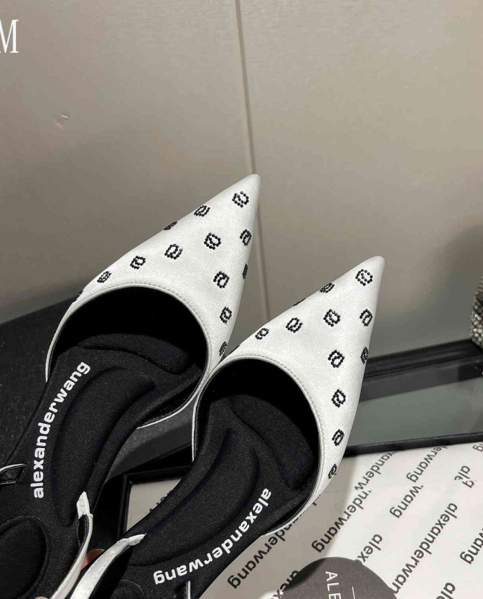 Alexander Wang Jacquard Pointed Toe Kitten Heel Sandals