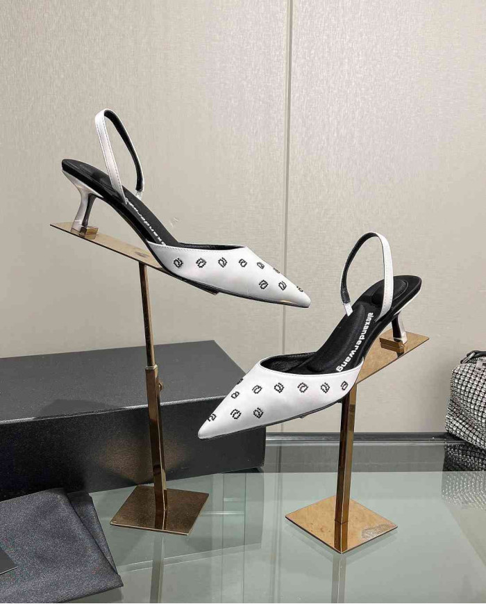 Alexander Wang Jacquard Pointed Toe Kitten Heel Sandals
