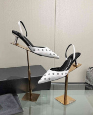 Alexander Wang Jacquard Pointed Toe Kitten Heel Sandals