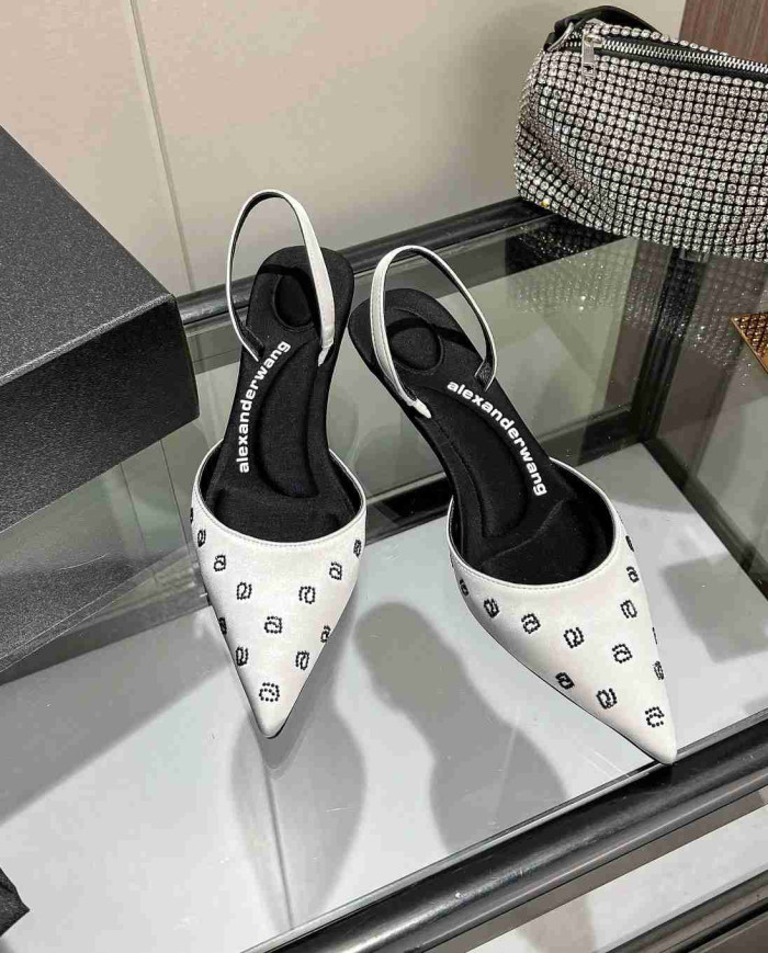 Alexander Wang Jacquard Pointed Toe Kitten Heel Sandals