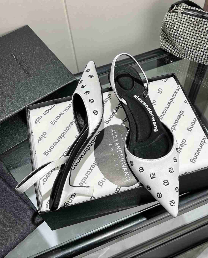 Alexander Wang Jacquard Pointed Toe Kitten Heel Sandals