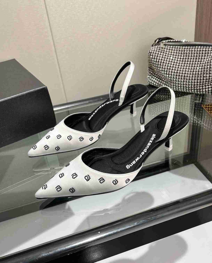 Alexander Wang Jacquard Pointed Toe Kitten Heel Sandals