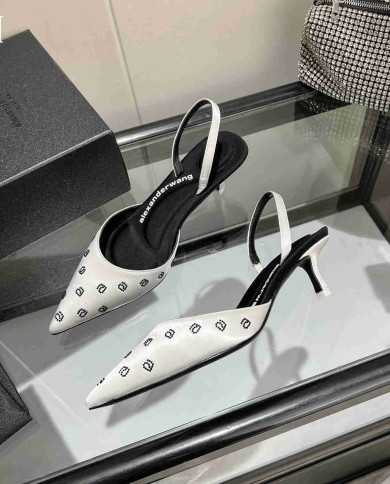 Alexander Wang Jacquard Pointed Toe Kitten Heel Sandals