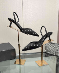 Alexander Wang Jacquard Pointed Toe Kitten Heel Sandals