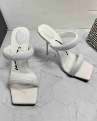 Alexander Wang Rhinestone Square Toe Thin Strap High Heel Sandals