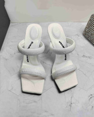 Alexander Wang Rhinestone Square Toe Thin Strap High Heel Sandals
