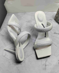 Alexander Wang Rhinestone Square Toe Thin Strap High Heel Sandals