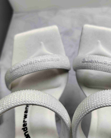 Alexander Wang Rhinestone Square Toe Thin Strap High Heel Sandals