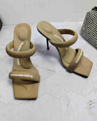 Alexander Wang Rhinestone Square Toe Thin Strap High Heel Sandals