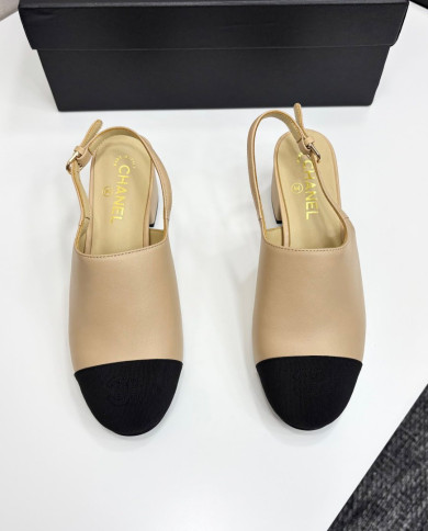 Chanel Colorblock Block Heel Slingback Pumps