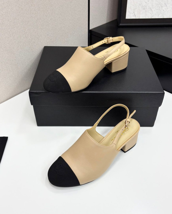 Chanel Colorblock Block Heel Slingback Pumps