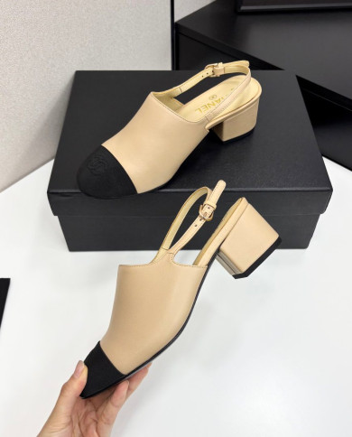 Chanel Colorblock Block Heel Slingback Pumps