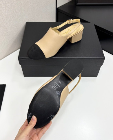 Chanel Colorblock Block Heel Slingback Pumps