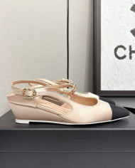Chanel Pointed Toe Wedge Slingback Shoes