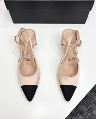 Chanel Pointed Toe Wedge Slingback Shoes