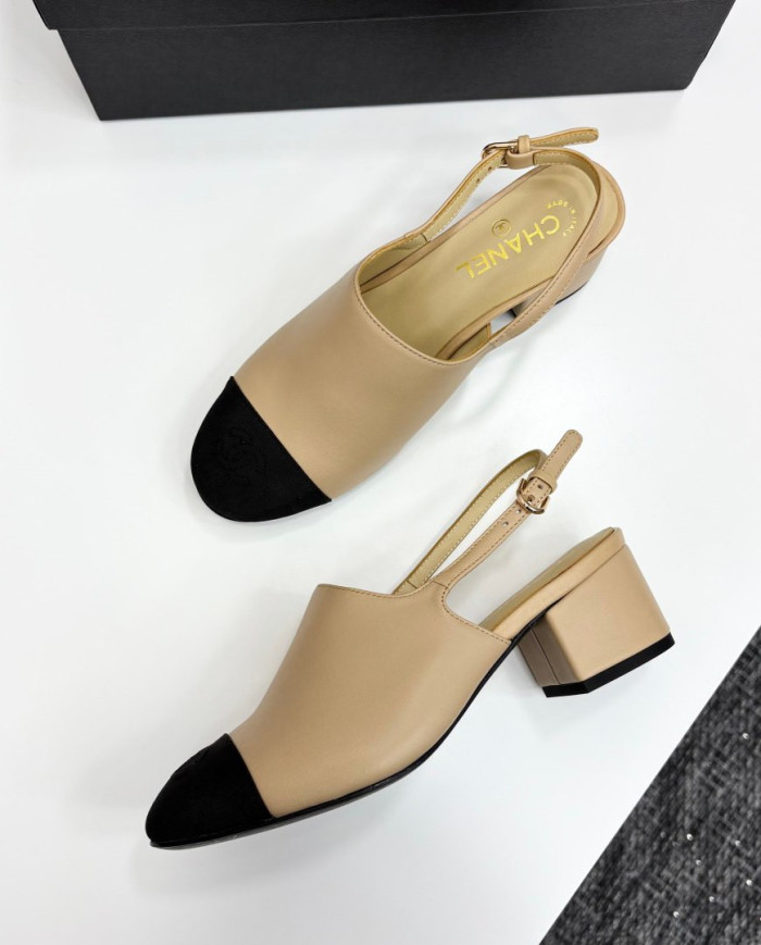 Chanel Colorblock Block Heel Slingback Pumps