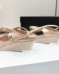 Chanel Pointed Toe Wedge Slingback Shoes