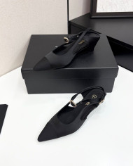 Chanel Pointed Toe Wedge Slingback Shoes