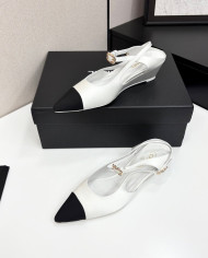 Chanel Pointed Toe Wedge Slingback Shoes