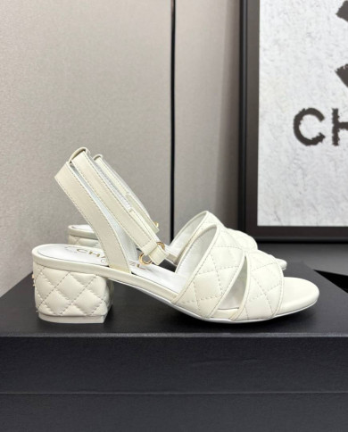 Chanel Quilted Block Heel Sandals