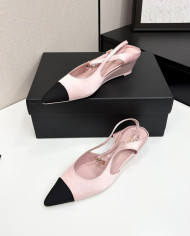 Chanel Pointed Toe Wedge Slingback Shoes