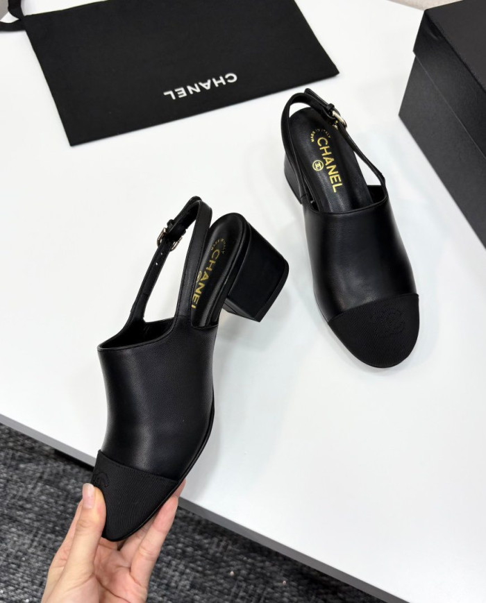 Chanel Colorblock Block Heel Slingback Pumps