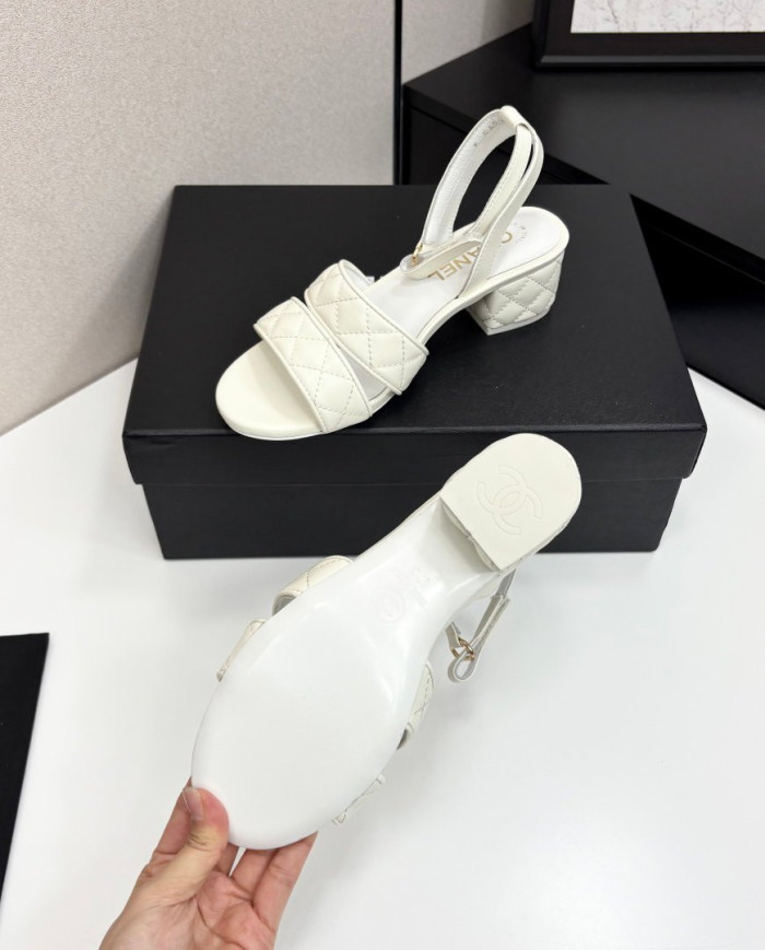 Chanel Quilted Block Heel Sandals