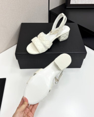 Chanel Quilted Block Heel Sandals