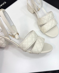 Chanel Quilted Block Heel Sandals