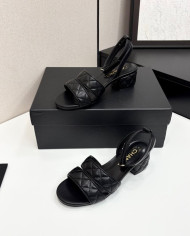Chanel Quilted Block Heel Sandals