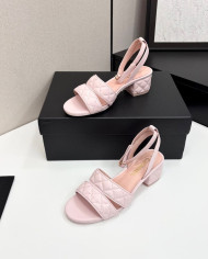 Chanel Quilted Block Heel Sandals